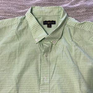 Green checkered button up shirt